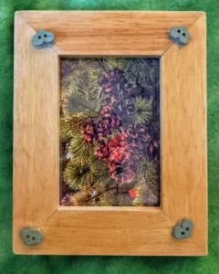 Wooden Upcycled Picture Frame With Hearts, Pinecones, And Pine Bows