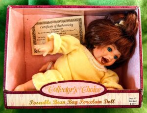 Poseable Bean Bag Porcelain Doll Brunette